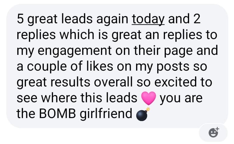Messenger screenshot of client booking a call through Instagram outbound